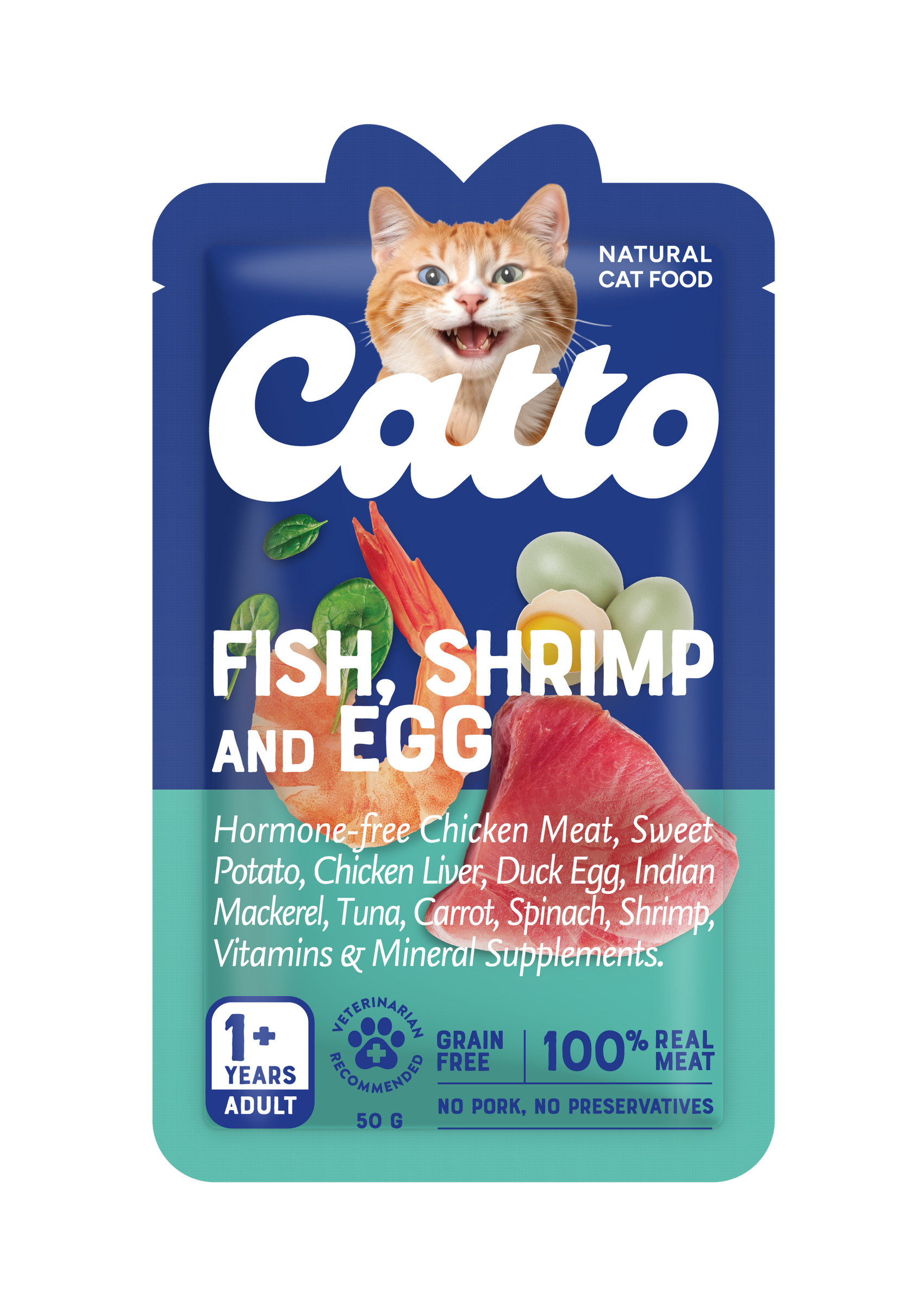 Catto Natural Cat Food - Fish, Shrimp, and Egg 50gr